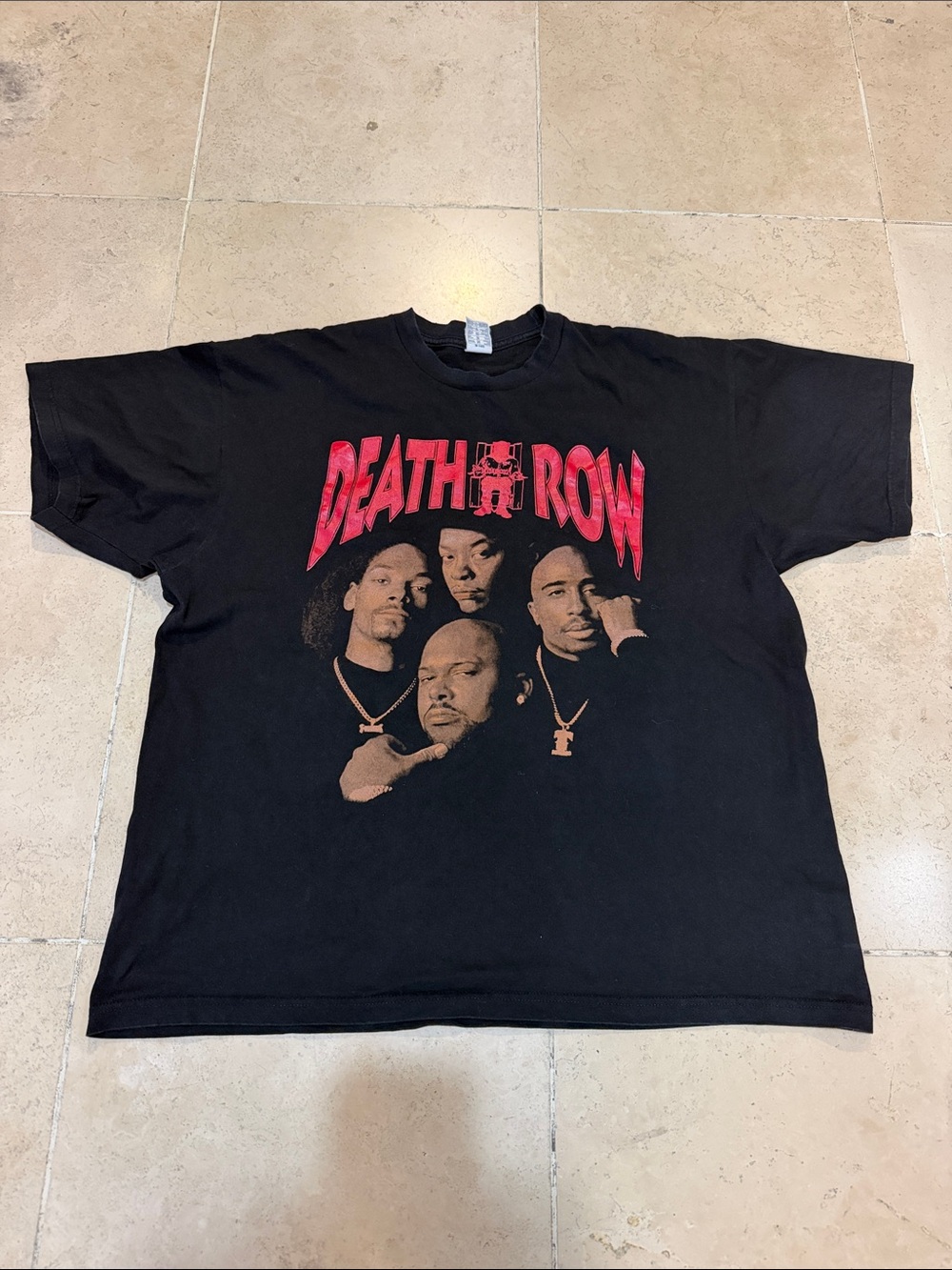 Vintage Death Row Records Black Graphic Tee - Bold Red Logo